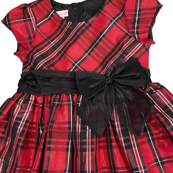 Bonnie Jean Red Black Plaid Holiday Dress Sz 5 - Picture 5 of 11